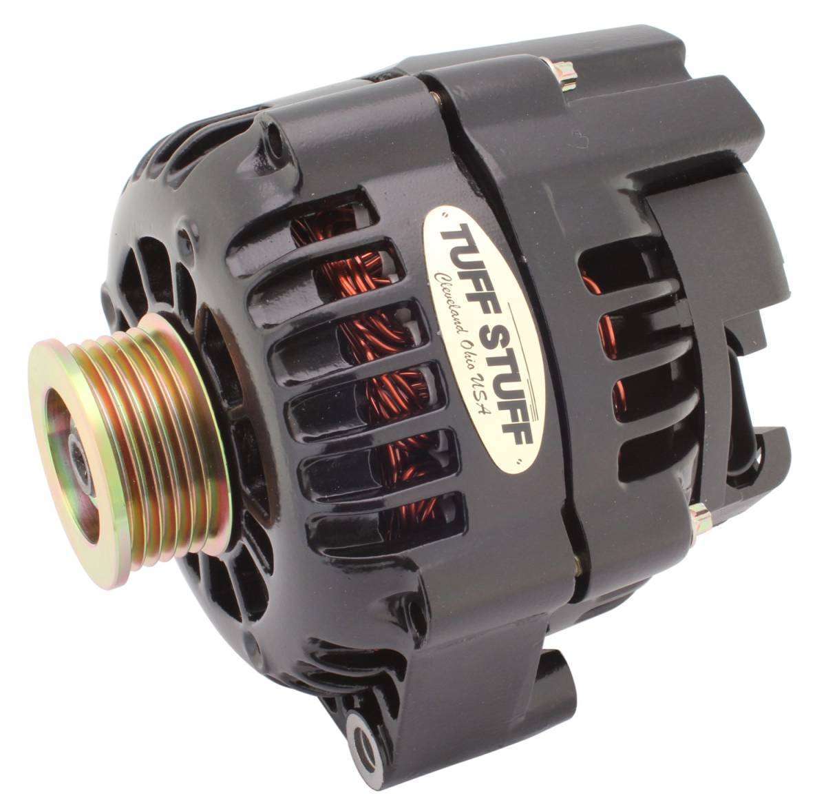 Tuff Stuff Performance - Alternator 175 AMP Upgrade Stealth Black 1-Wire Hookup Back Post 6 Groove Pulley 8233NB1