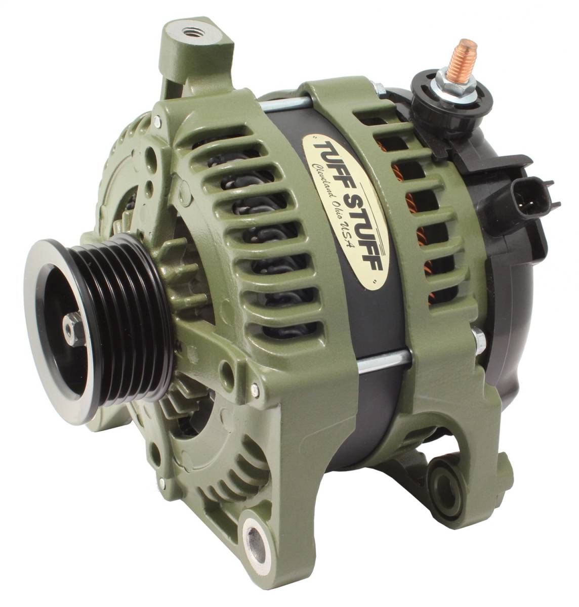 Tuff Stuff Performance - Alternator 250 AMP OEM Wire 6 Groove Pulley External Regulator Army Green 7515G