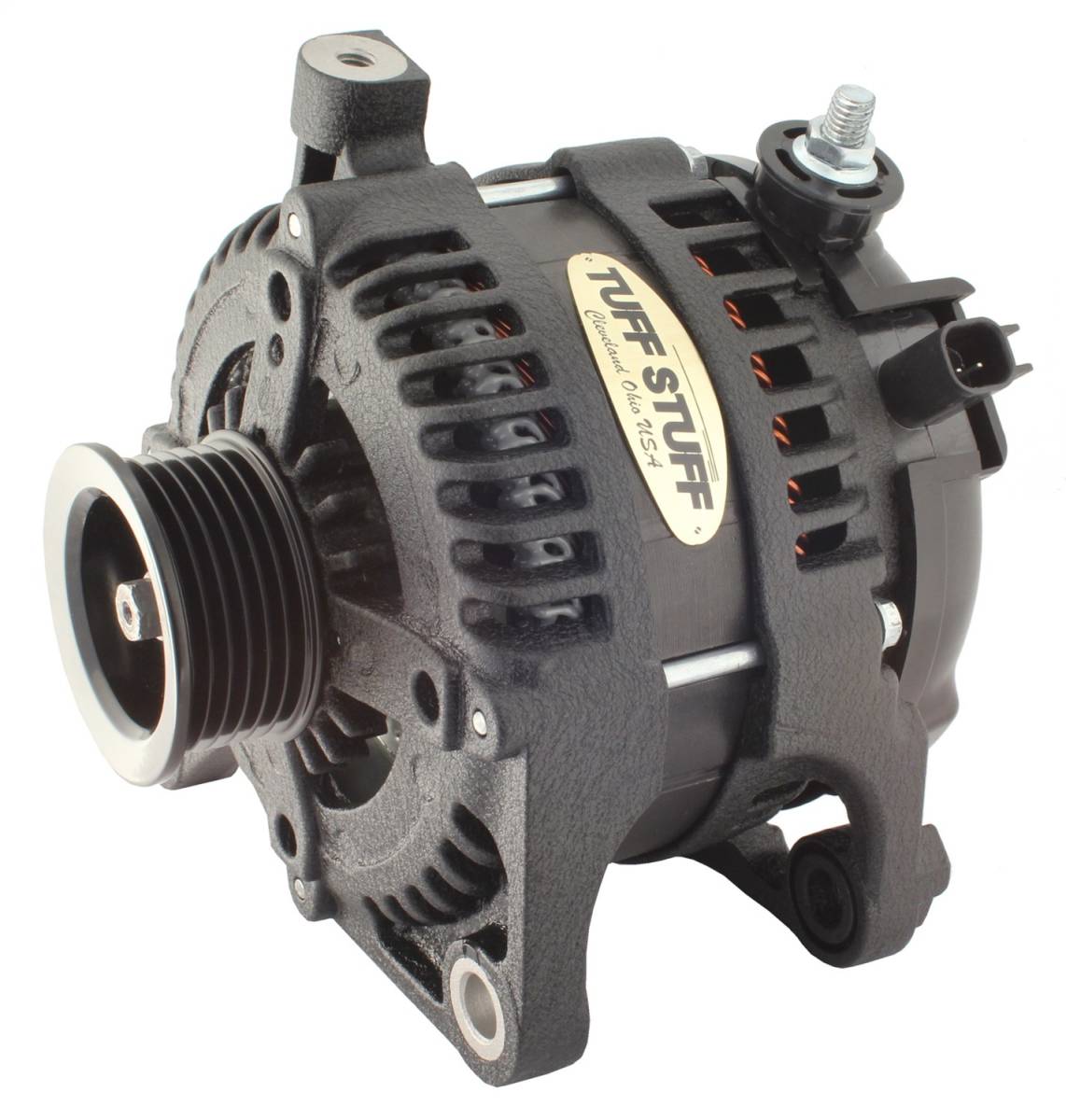 Tuff Stuff Performance - Alternator 175 AMP OEM Wire 6 Groove Pulley External Regulator Black Wrinkle 7513B