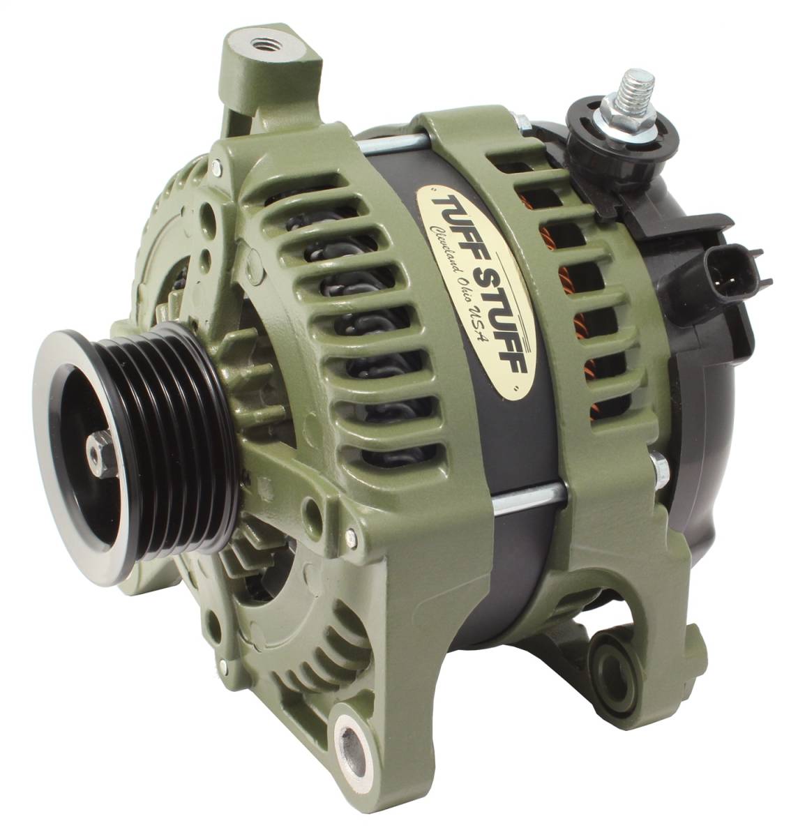 Tuff Stuff Performance - Alternator 175 AMP OEM Wire 6 Groove Pulley External Regulator Army Green 7513G