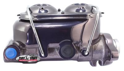 Brake Master Cylinder Universal Dual Reservoir 1 in. Bore 9/16 in. And 1/2 in. Driver Side Ports Shallow Hole Fits Hot Rods/Customs/Muscle Cars Black Chrome 2018NA7