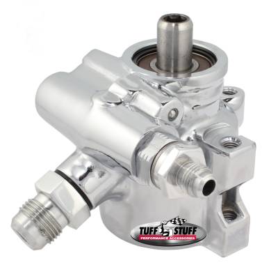 Type II Alum. Power Steering Pump w/AN Fittings Threaded Mounting Top Pressure Port 1200 PSI Chrome 6175ALD-2