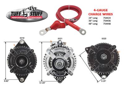 Tuff Stuff Performance - Max Amp Alternator 225 AMP 1 Wire 1 Groove Factory Cast Plus For PN [7127/7935] 8319FC1G1W - Image 2