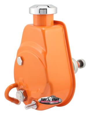 Saginaw Style Power Steering Pump Univ. Fit 5/8 in. Keyed Shaft 1200 PSI 5/8-18 SAE Pressure Fittings 3/8 in.-16 Mtg. Holes Orange Powdercoat w/Chrome Accents 6176BORANGE