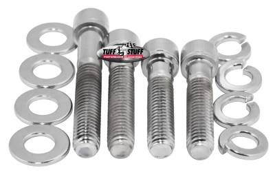 Tuff Stuff Performance - Water Pump Bolt Kit Chrome Socket Incl. (2) 3/4 in.-16x1 3/4 in./(1) 3/4 in.-16x2 in./(1) 3/8 in.-16x2 1/2 in. Bolts/(4) Lock And (4) Flat Washers 7677C - Image 1