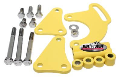 Power Steering Pump Bracket Long Fits Tuff Stuff Saginaw Style Power Steering Pumps w/Hardware Yellow Powdercoat 6508BYELLOW