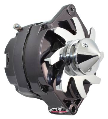 Silver Bullet Alternator 140 AMP OEM Or 1 Wire 6 Groove Pulley 4.85 in. Case Depth Lower Mount Boss 2 in. Long Black Chrome 7140ABULL7