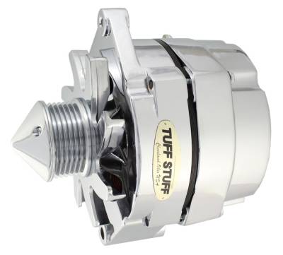 Silver Bullet Alternator 140 AMP OEM Or 1 Wire 6 Groove Pulley 4.85 in. Case Depth Lower Mount Boss 2 in. Long Chrome 7140ABULL6G