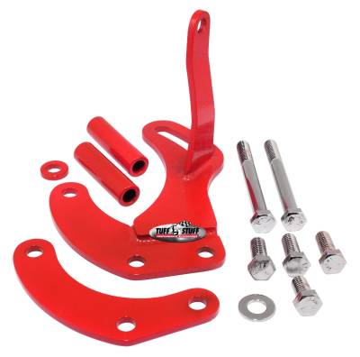 Power Steering Pump Bracket Short Fits Tuff Stuff Saginaw Style Power Steering Pumps w/Hardware Red Powdercoat 6504BRED