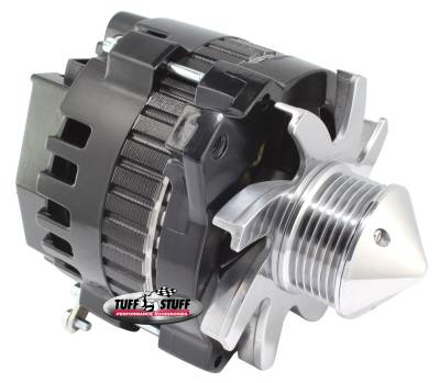 Bullet Alternator 160 AMP 1 Wire Or OEM Hookup 6 Groove Pulley 6.125 in. Bolt To Bolt Stealth Black 7866G6GS22