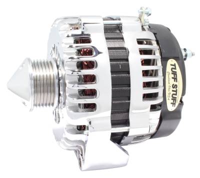 Tuff Stuff Performance - Silver Bullet Alternator 225 AMP OEM Wire 6 Groove Bullet Pulley 2 Pin Voltage Regulator Chrome 8302CBULL6G - Image 1