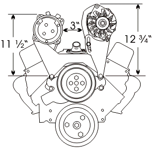 Tuff Stuff Performance - A/C Compressor Bracket Kit For Sanden SD508 w/SBC Short Water Pump Black Powder Coated 8493B - Image 3