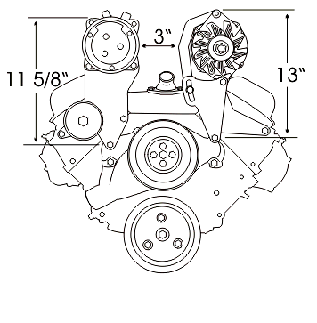 Tuff Stuff Performance - A/C Compressor Bracket KitFor Sanden SD508 w/BBC Short Water Pump Black Powder Coated 8495B - Image 3