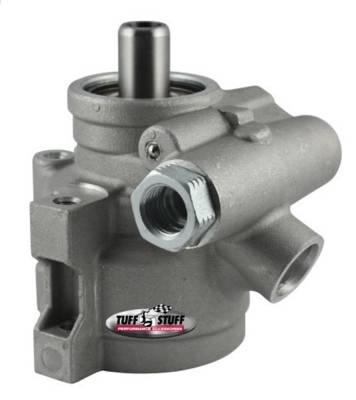 Type II Alum. Power Steering Pump GM PressureSlipFitting M8x1.25 Threaded Hole Mtg Btm PressurePort For Street Rods/Custom Vehicles w/Limited Engine Space Factory Cast PLUS+ 6170AL-1