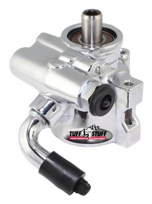 Type II Alum. Power Steering Pump w/90 Deg. Return Tube Threaded Hole Mounting Top Pressure Port 1200 Chrome 6175ALD-5