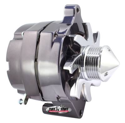 Silver Bullet Alternator 140 AMP Smooth Back 1 Wire 6 Grove Bullet Pulley Black Chrome 7069ABULL6G7