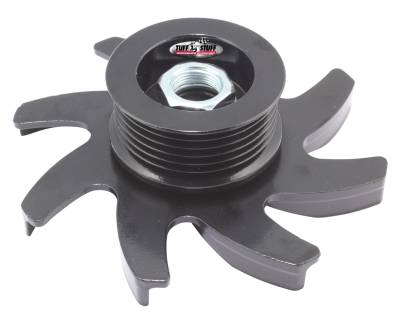 Alternator Fan And Pulley Combo 6 Groove Serpentine Pulley Billet Style Incl. Fan/Lock Washer/Nut Stealth Black 7679DC