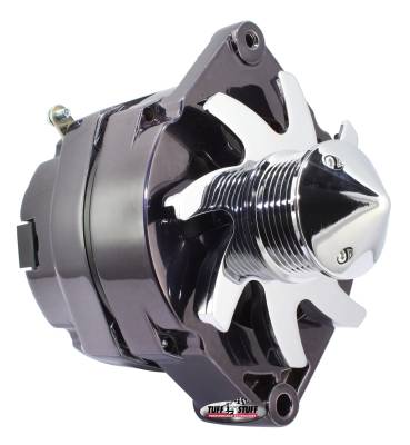 Silver Bullet Alternator 140 AMP OEM Or 1 Wire V Groove Pulley 4.85 in. Case Depth Lower Mount Boss 2 in. Long Black Chrome 7140ABULL6G7