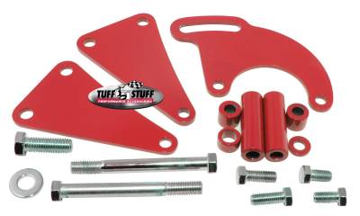 Tuff Stuff Performance - Power Steering Pump Bracket Long Fits Tuff Stuff Saginaw Style Power Steering Pumps w/Hardware Red Powdercoat 6507BRED - Image 2