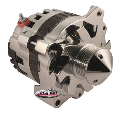 Silver Bullet Alternator 160 AMP 1 Wire Or OEM Hookup 6 Groove Pulley 6.125 in. Bolt To Bolt Bullet Fan Polished 7866BBULL6G